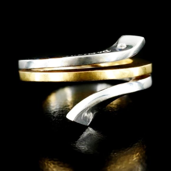 $6500 / Italian Damiani Diamond Bypass Ring / 18K Gold Heavy ring - Picture 1 of 7